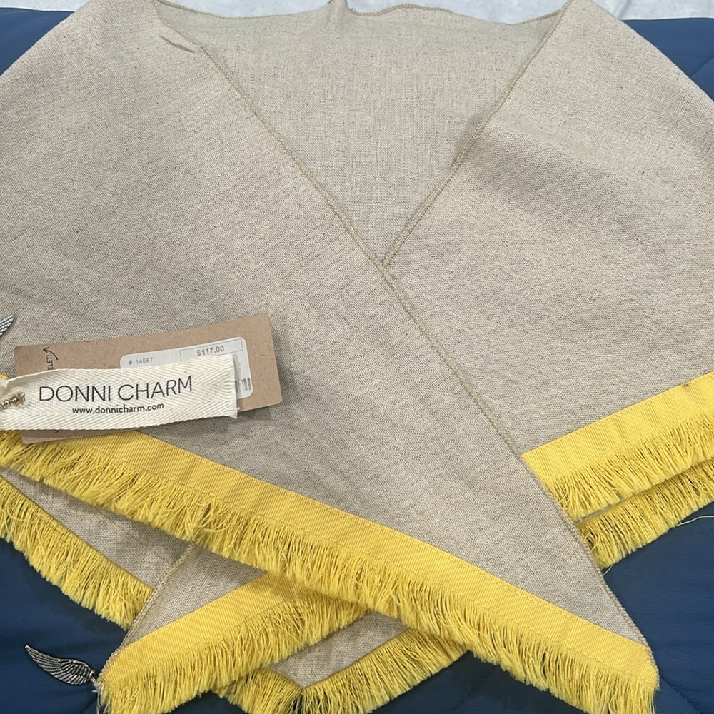 Donni Charm Chic Beige Scarf with Yellow Fringe